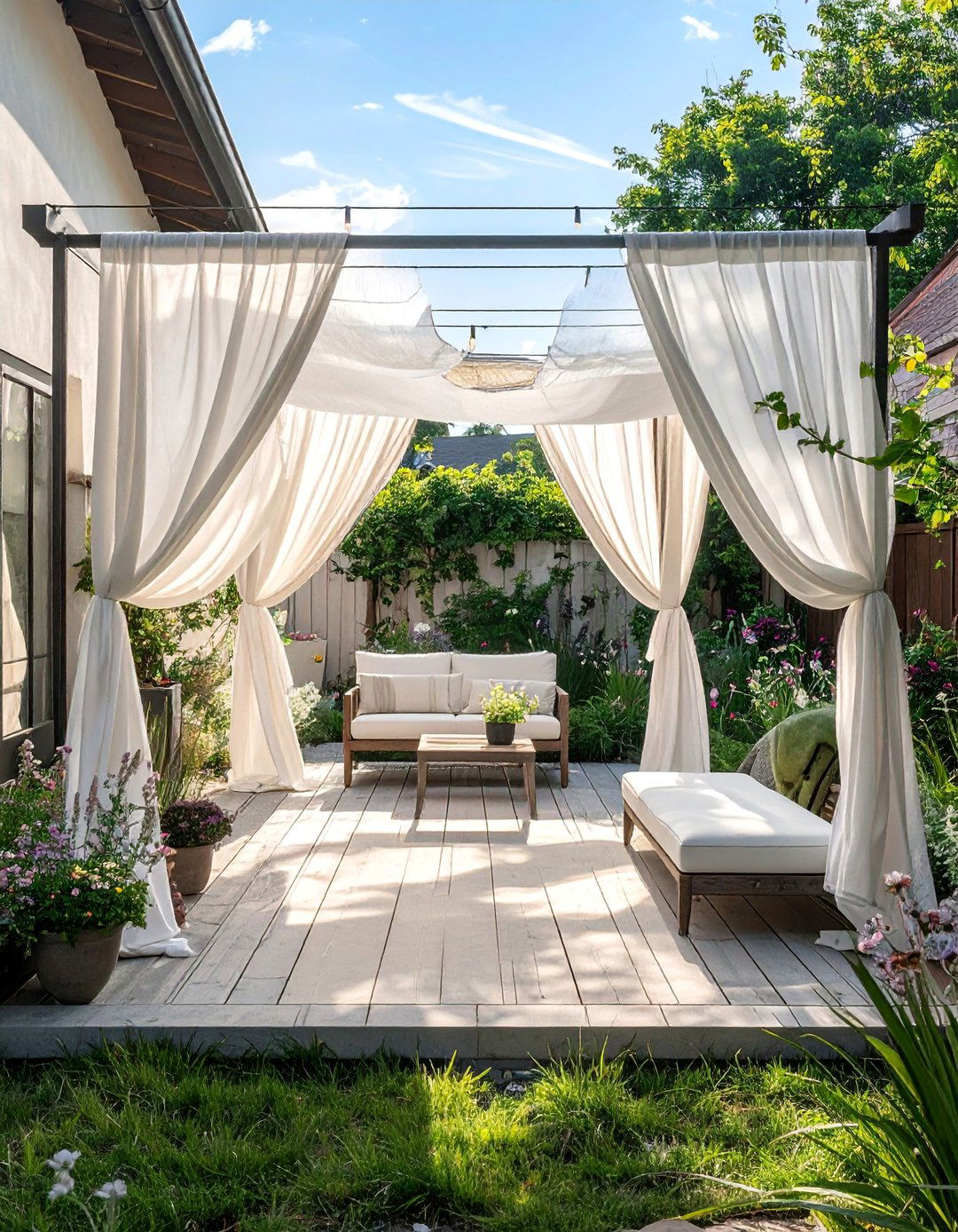 DIY Outdoor Curtains from Sheets - 40 Small Patio Ideas on a Budget for Cozy Outdoor Living