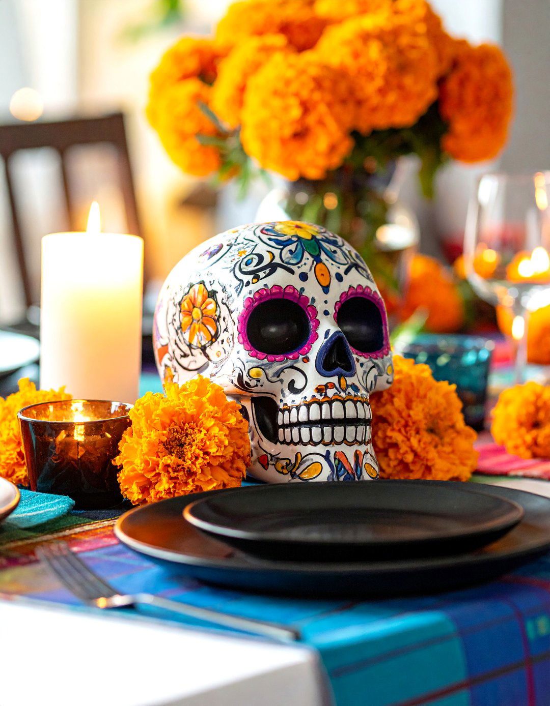 Da de los Muertos Sugar Skull Decor - 20 Mexican Table Decor Ideas for Vibrant Settings