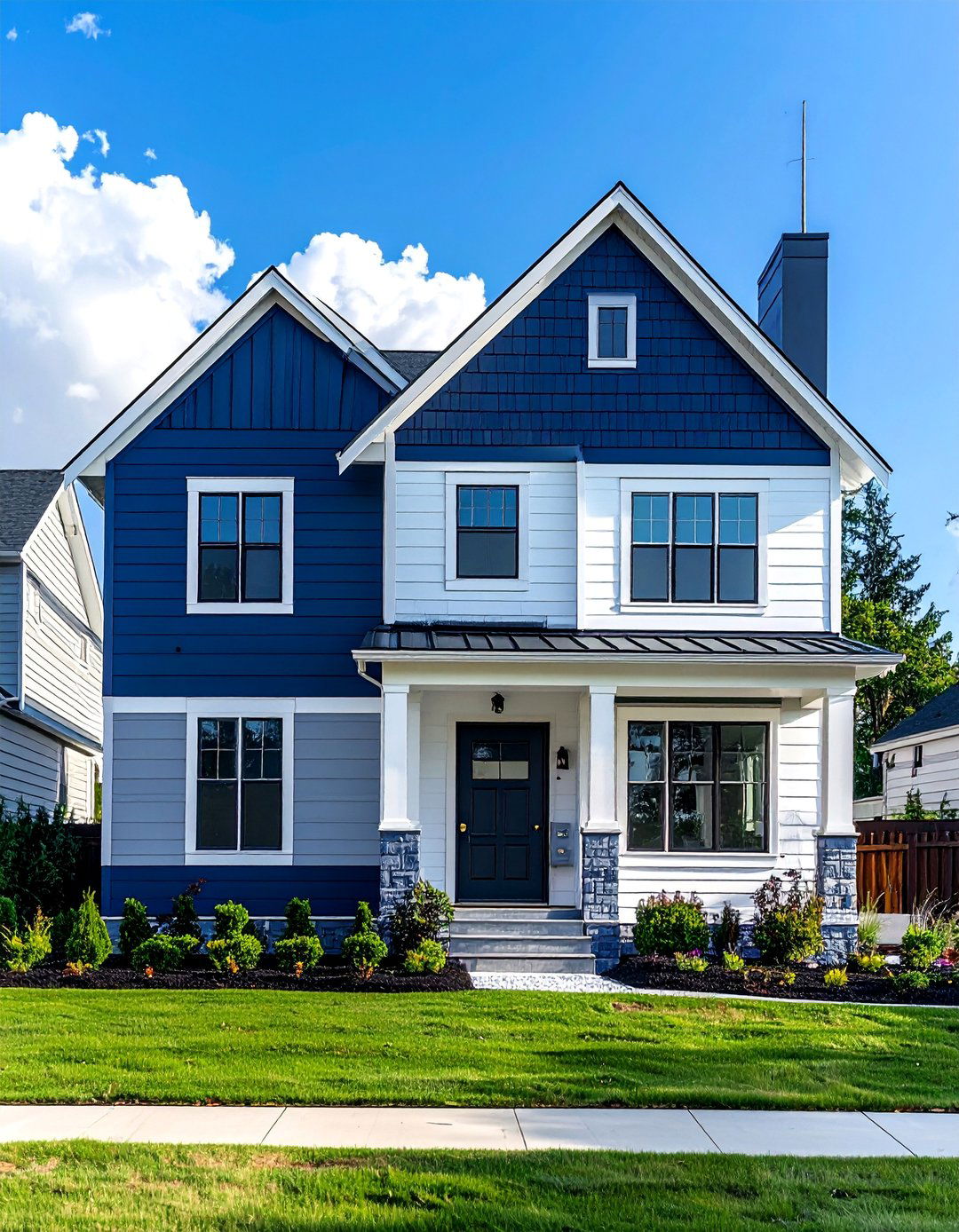 Dark Upper Level and Light Lower Level Siding - 20 Two-tone Siding Designs to Boost Curb Appeal