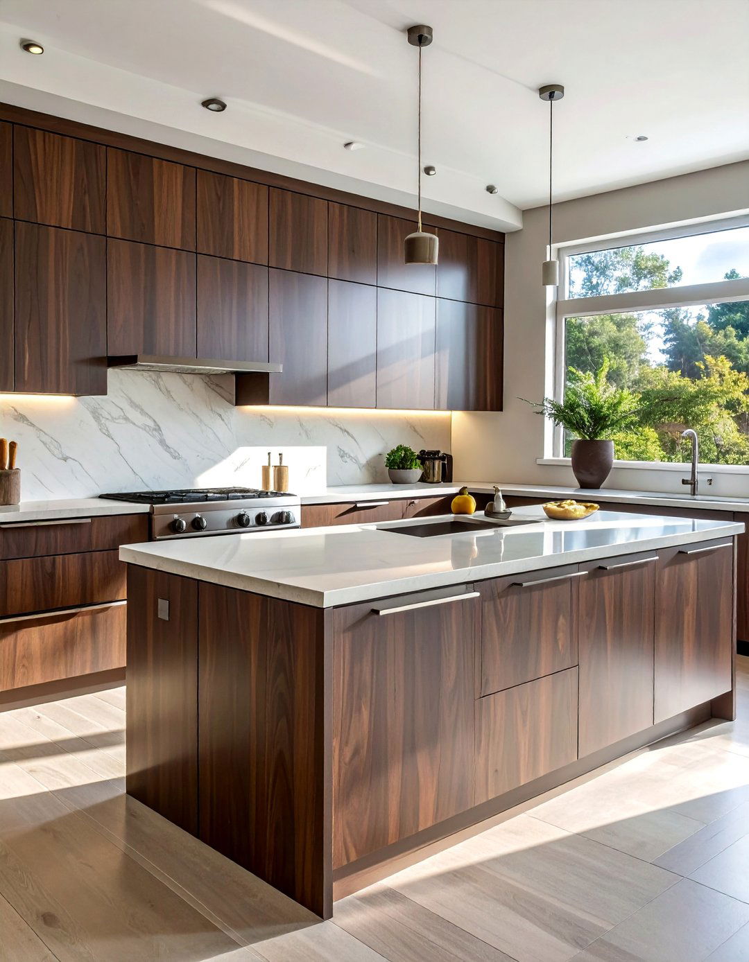 Dark Walnut Flat Panel Kitchen Cabinets - 30 Dark Wood Kitchen Cabinets for a Timeless Look