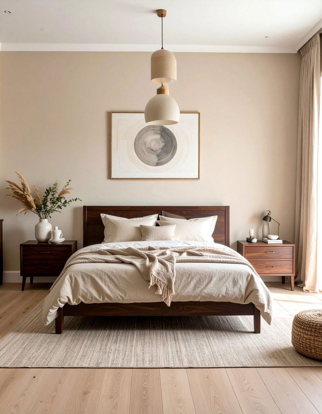 Dark Wood Bedroom with Light Neutral Walls - 20 Dark Wood Bedroom Ideas for a Cozy Retreat