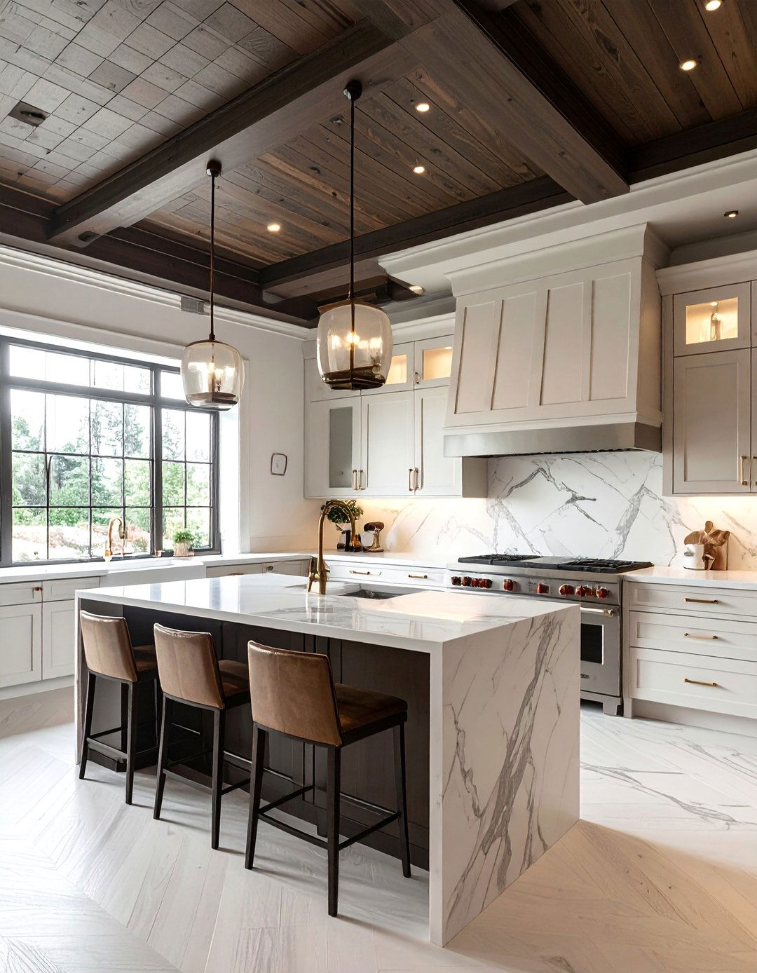 Dark Wood Ceiling Kitchen for a Dramatic Statement - 15 Wood Ceiling Kitchen Ideas for a Cozy Ambiance