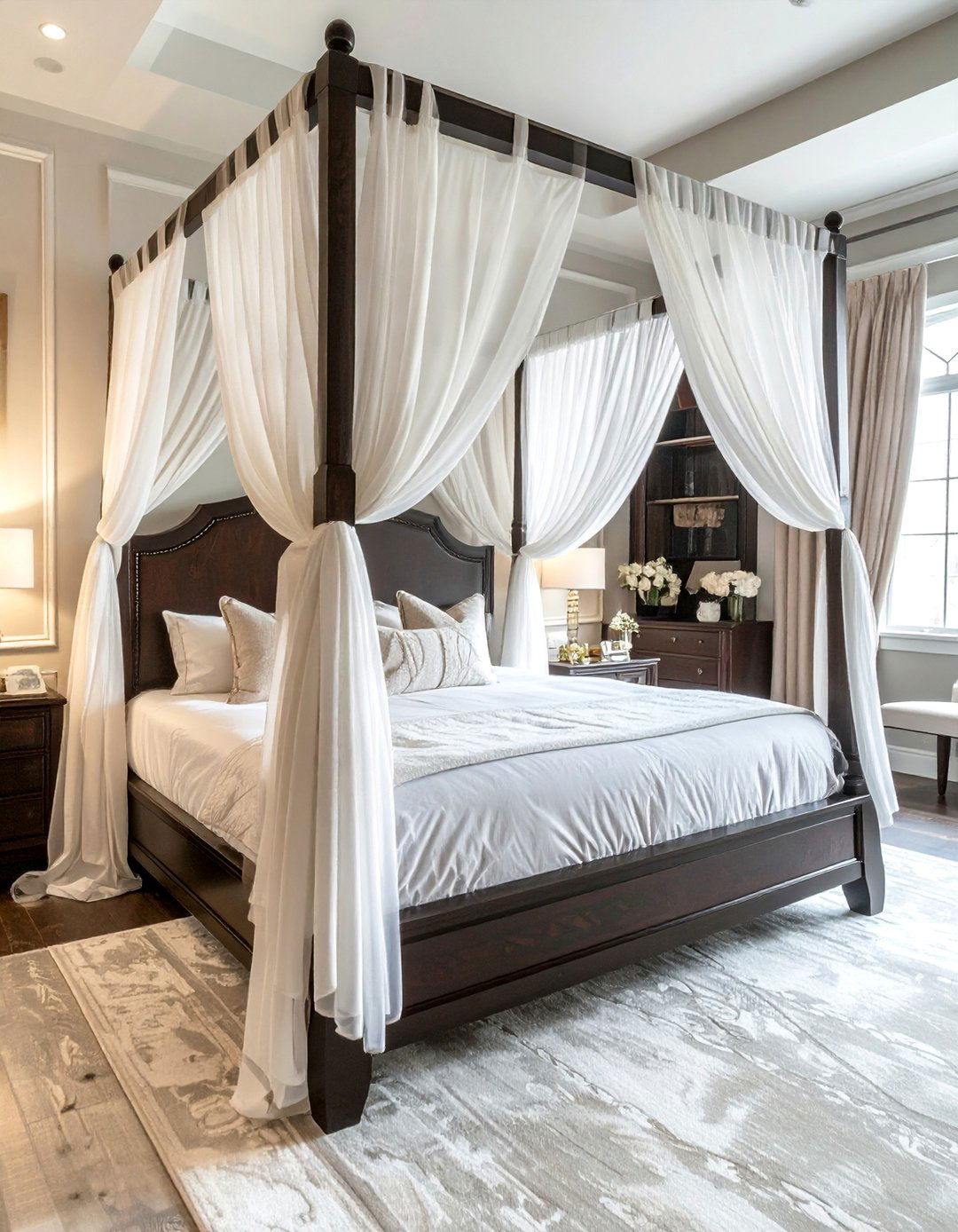 Dark Wood Four Poster Canopy Bed - 20 Dark Wood Bedroom Ideas for a Cozy Retreat