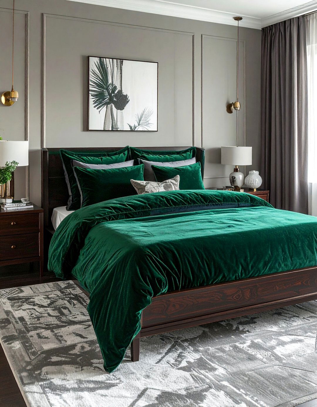 Dark Wood Furniture and Velvet Bedding - 20 Dark Wood Bedroom Ideas for a Cozy Retreat