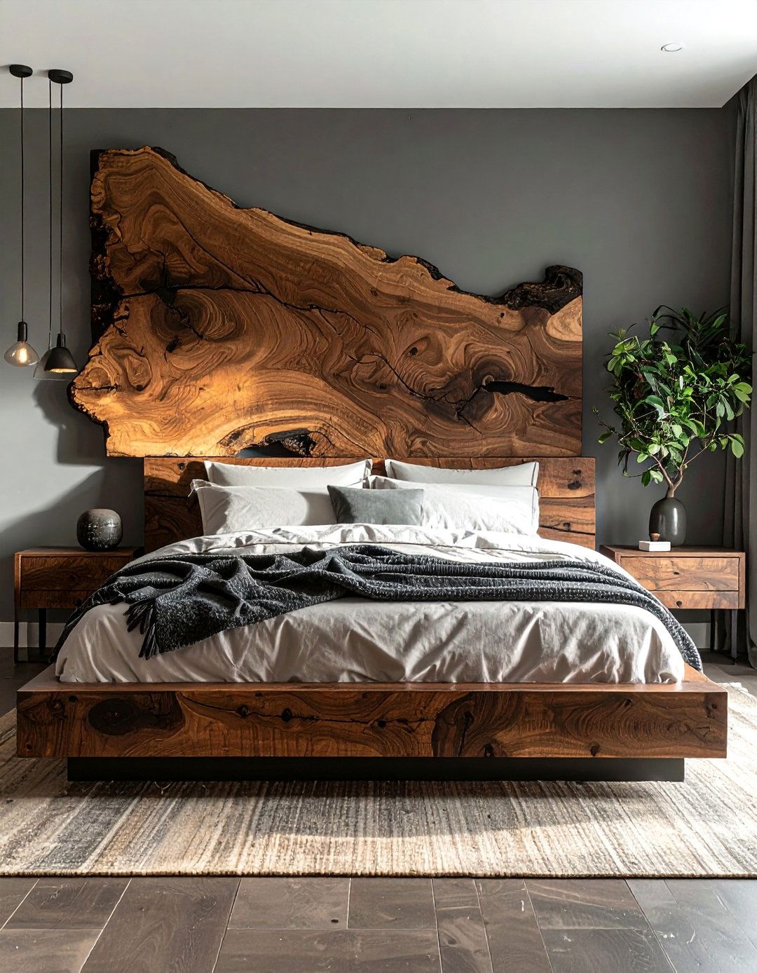 Dark Wood Headboard as a Statement Piece - 20 Dark Wood Bedroom Ideas for a Cozy Retreat