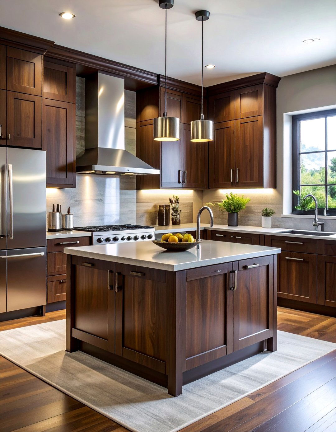 Dark Wood Kitchen Cabinets with Stainless Steel Appliances - 30 Dark Wood Kitchen Cabinets for a Timeless Look