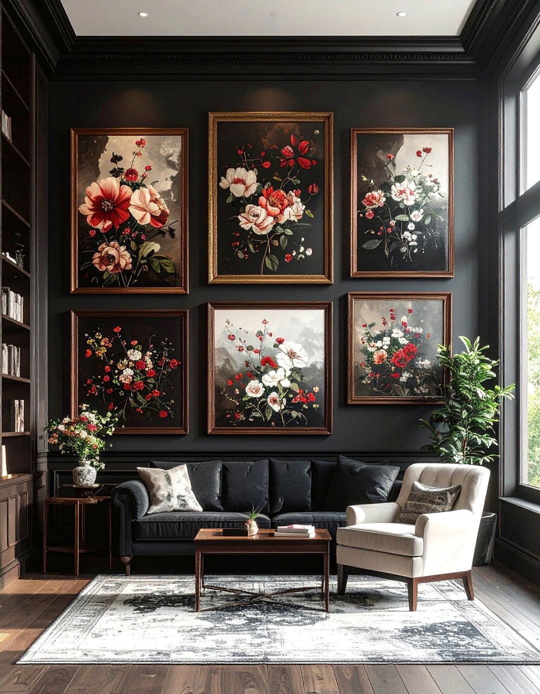 Dark and Moody Themed Gallery Wall - 25 Eclectic Gallery Wall Ideas for Artistic Homes