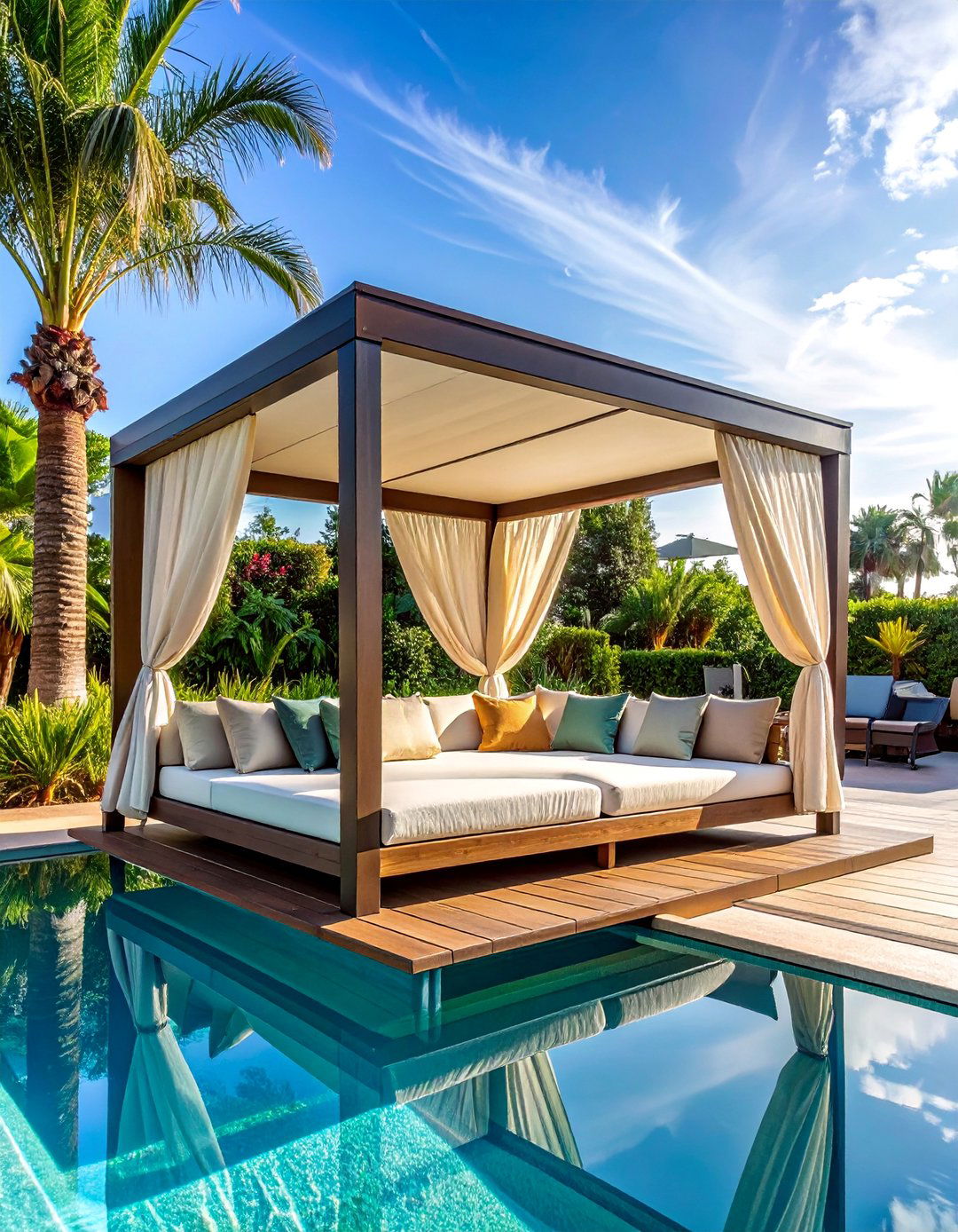 Daybeds with Retractable Canopies - 20 Pool Furniture Ideas for a Relaxing Outdoor Space