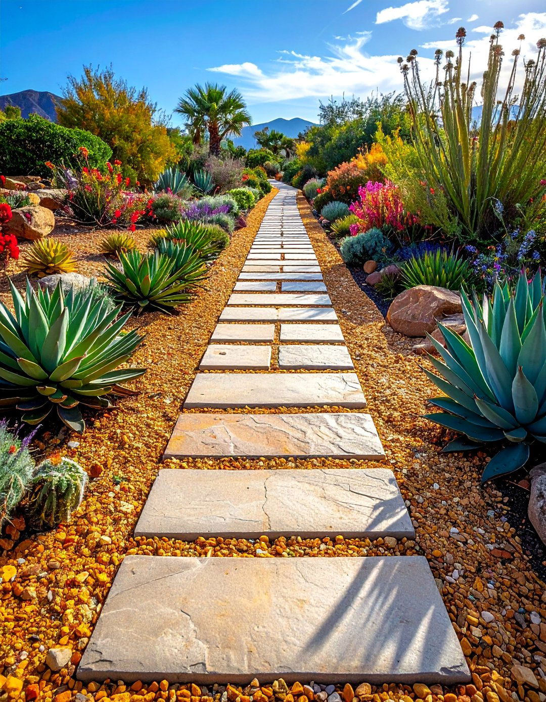 Decomposed Granite and Paver Stepping Stone Walkway - 30 Unique Stepping Stone Walkway Ideas for Your Yard