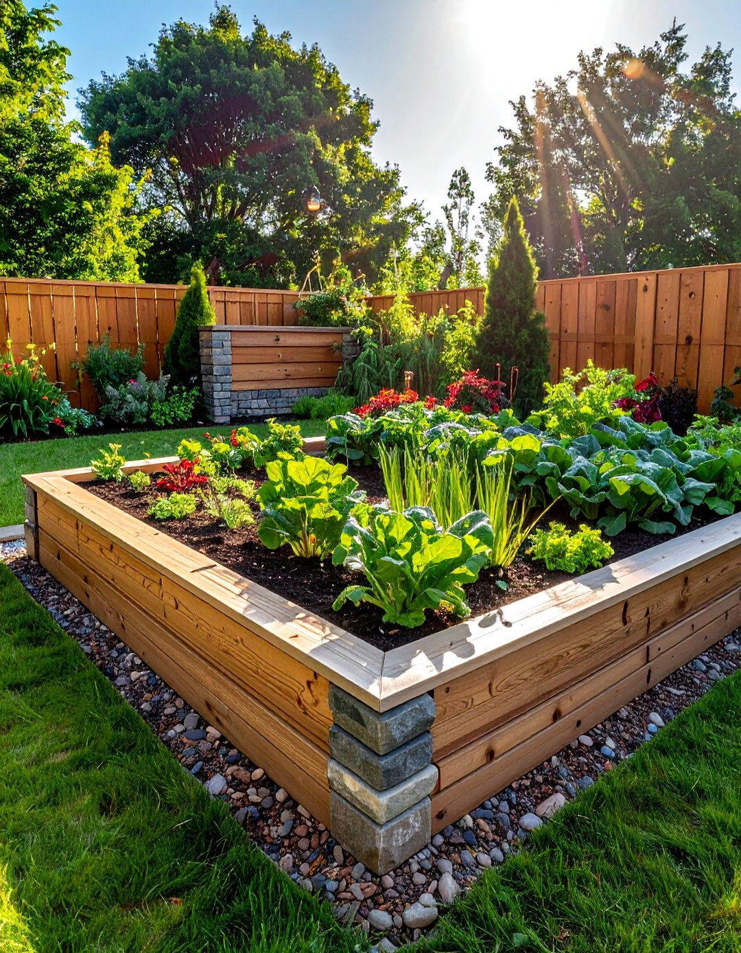 Decorative Stone Accent Features - 40 Raised Garden Bed Ideas for Your Vegetable Garden