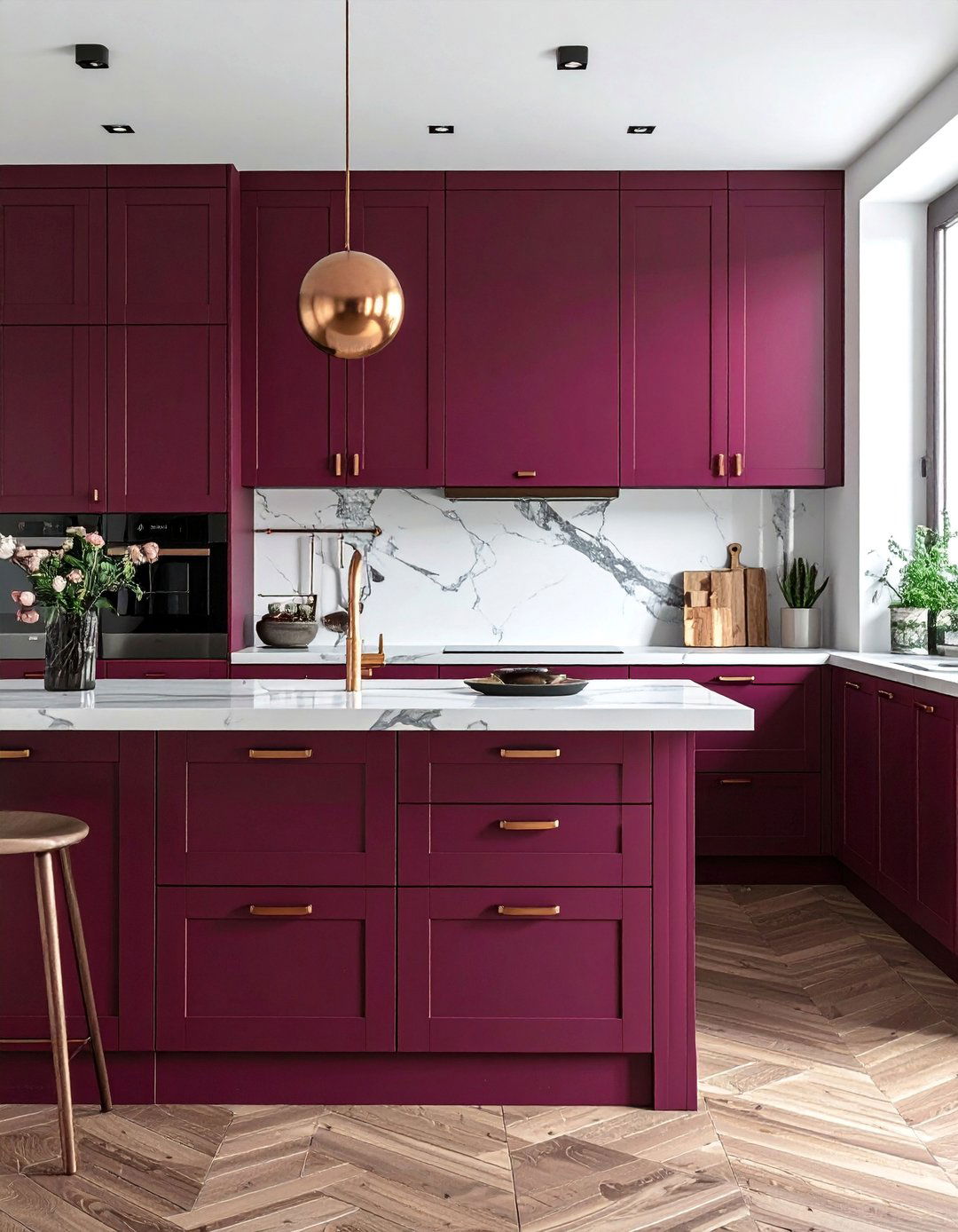 Deep Aubergine Kitchen Cabinets - 40 Kitchen Cabinet Color Ideas to Refresh Your Space