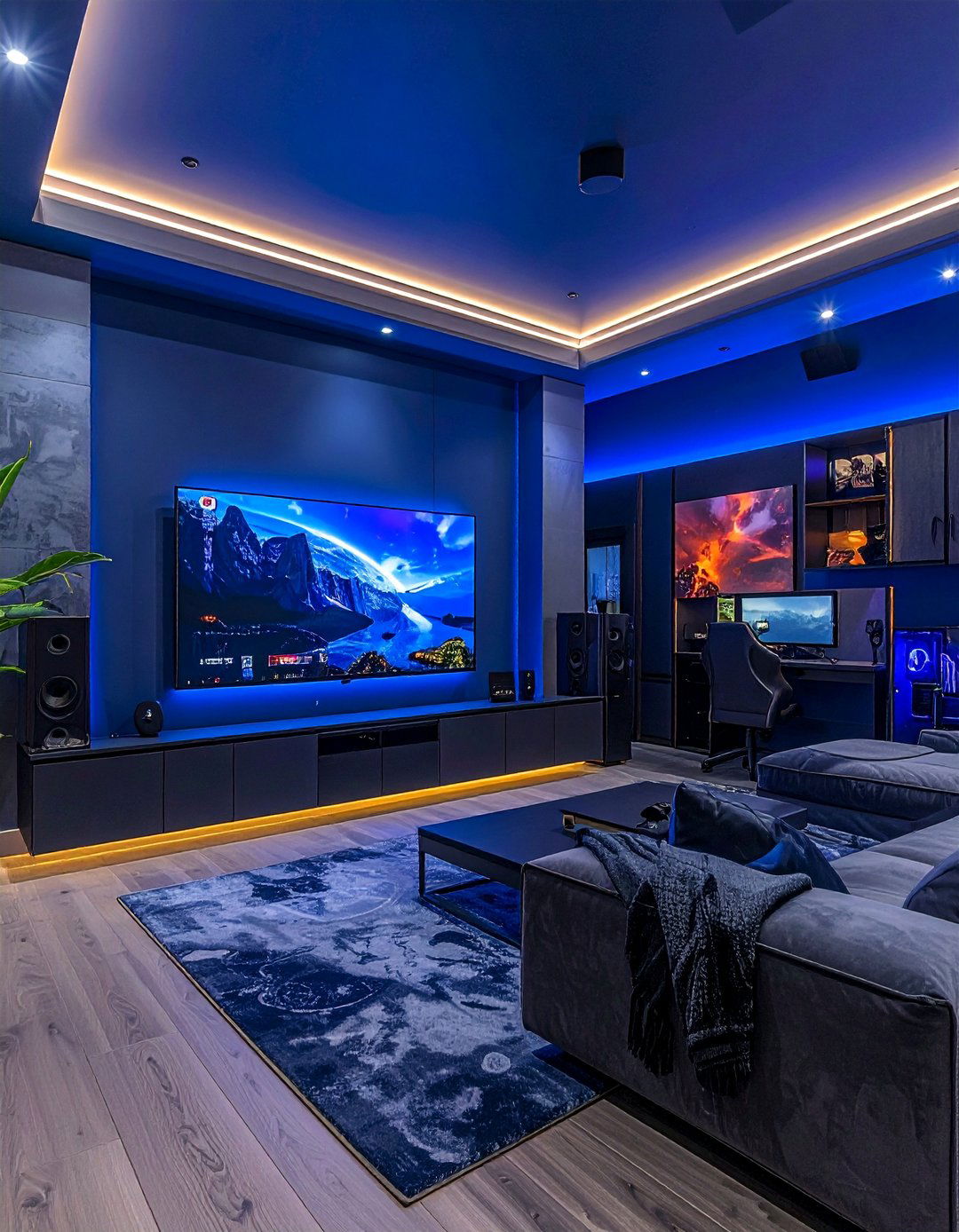 Deep Blue and Gray Game Room Paint - 20 Game Room Paint Ideas for a Fun and Vibrant Space
