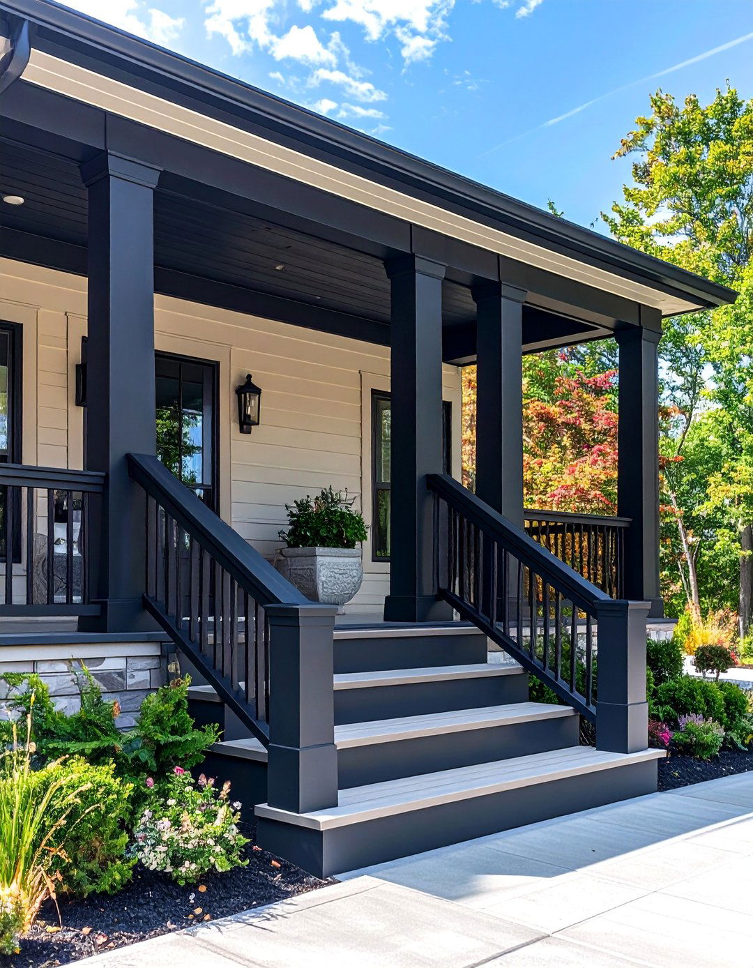 Deep Charcoal Porch Accents - 20 Porch Paint Colors Ideas for a Welcoming Outdoor Space