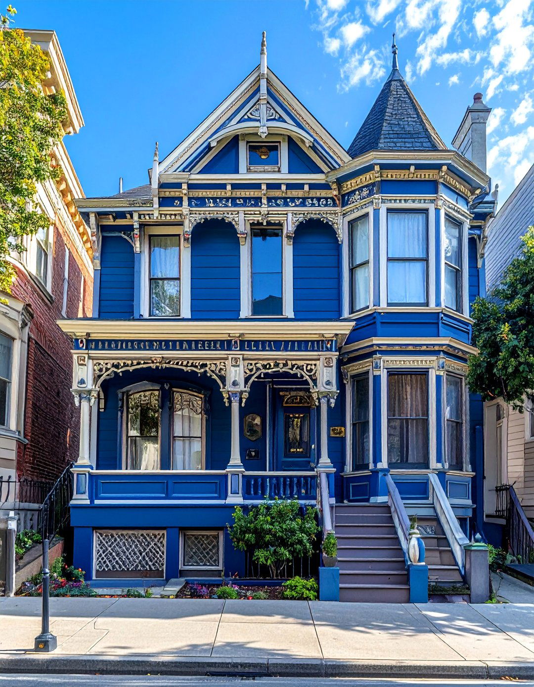 Deep Royal Blue for a Victorian Home - 30 Blue Exterior House Paint Ideas for Curb Appeal
