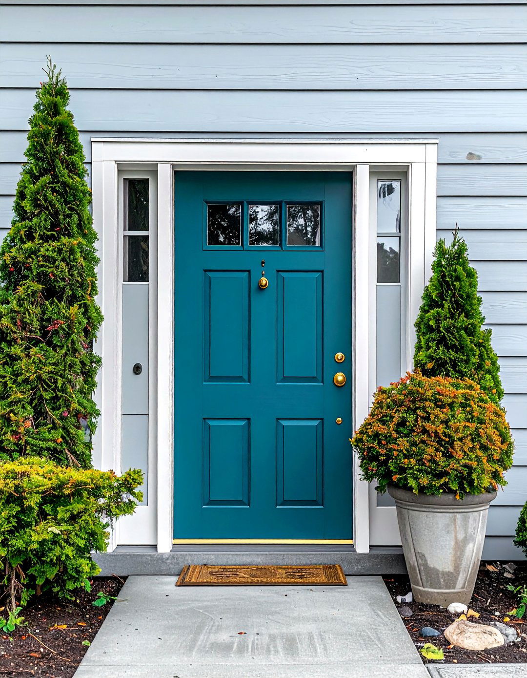 Deep Teal Blue Mid Century Front Door - 20 Mid Century Front Door Colors for Curb Appeal