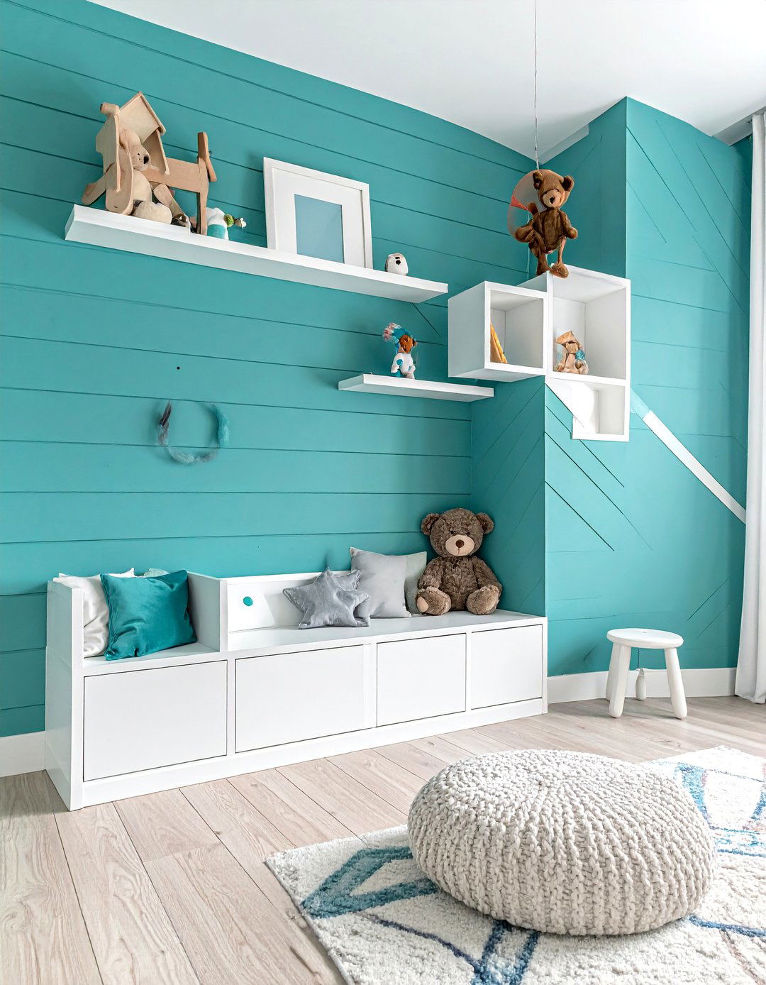 Diagonal Shiplap Accent Wall for a Playful Look - 40 Shiplap Accent Wall Ideas for Modern Home Decor