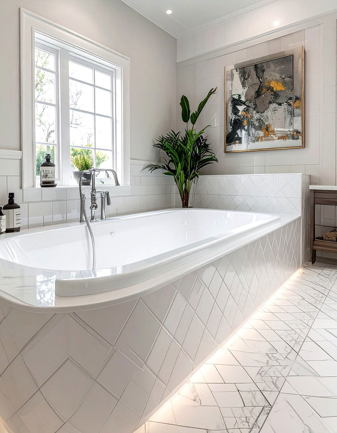 Diamond Pattern Bathtub Tiles - 40 Bathtub Tile Ideas for a Stunning Bathroom