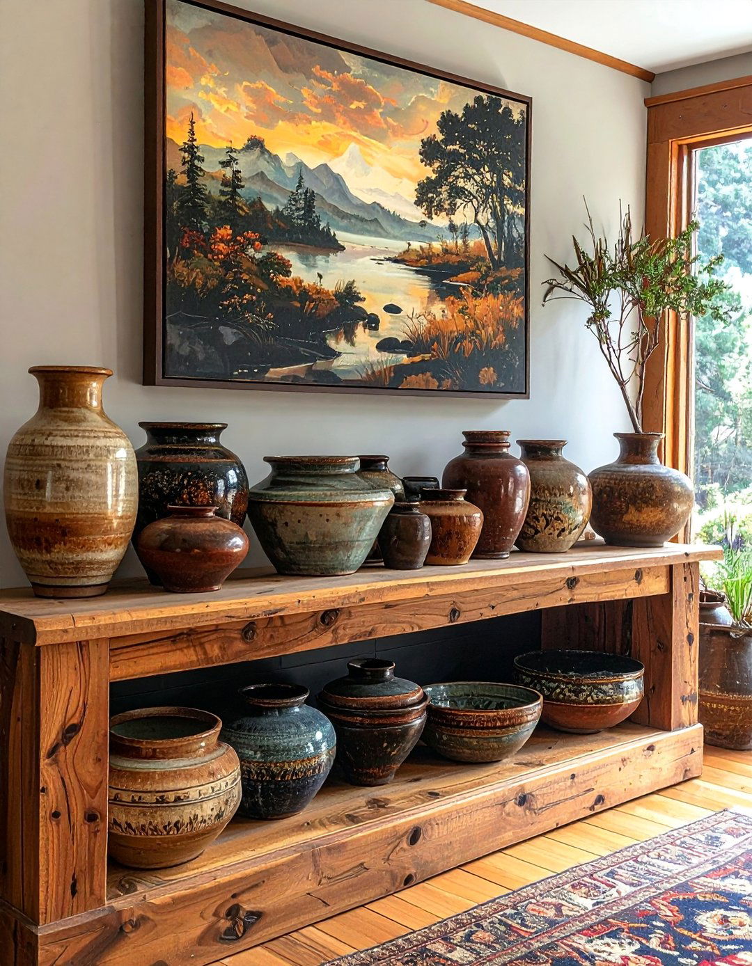 Displaying Arts and Crafts Pottery and Artwork - 30 Craftsman Living Room Ideas for a Timeless Look