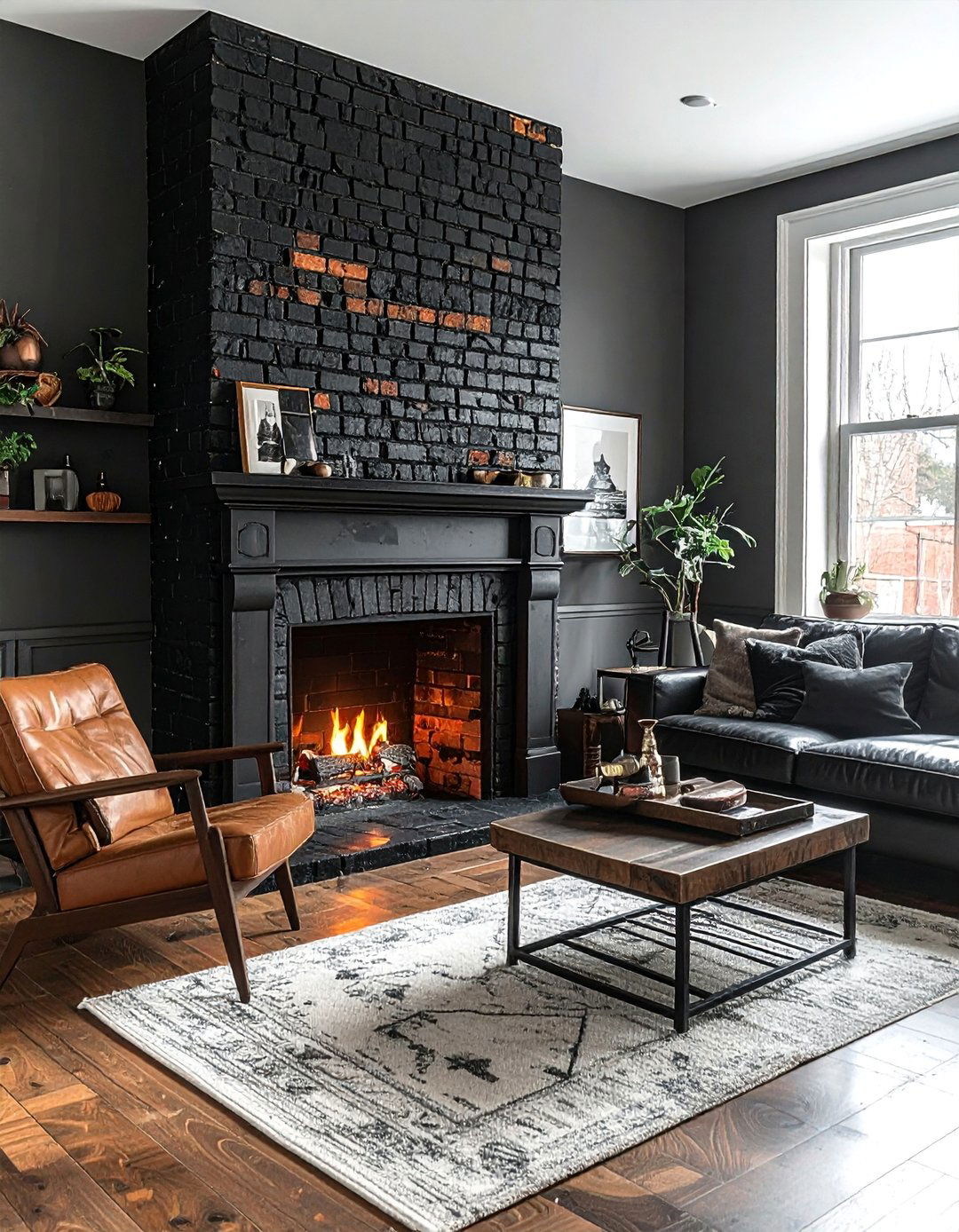 Distressed Black Brick Fireplace - 30 Black Brick Fireplace Ideas to Elevate Your Space