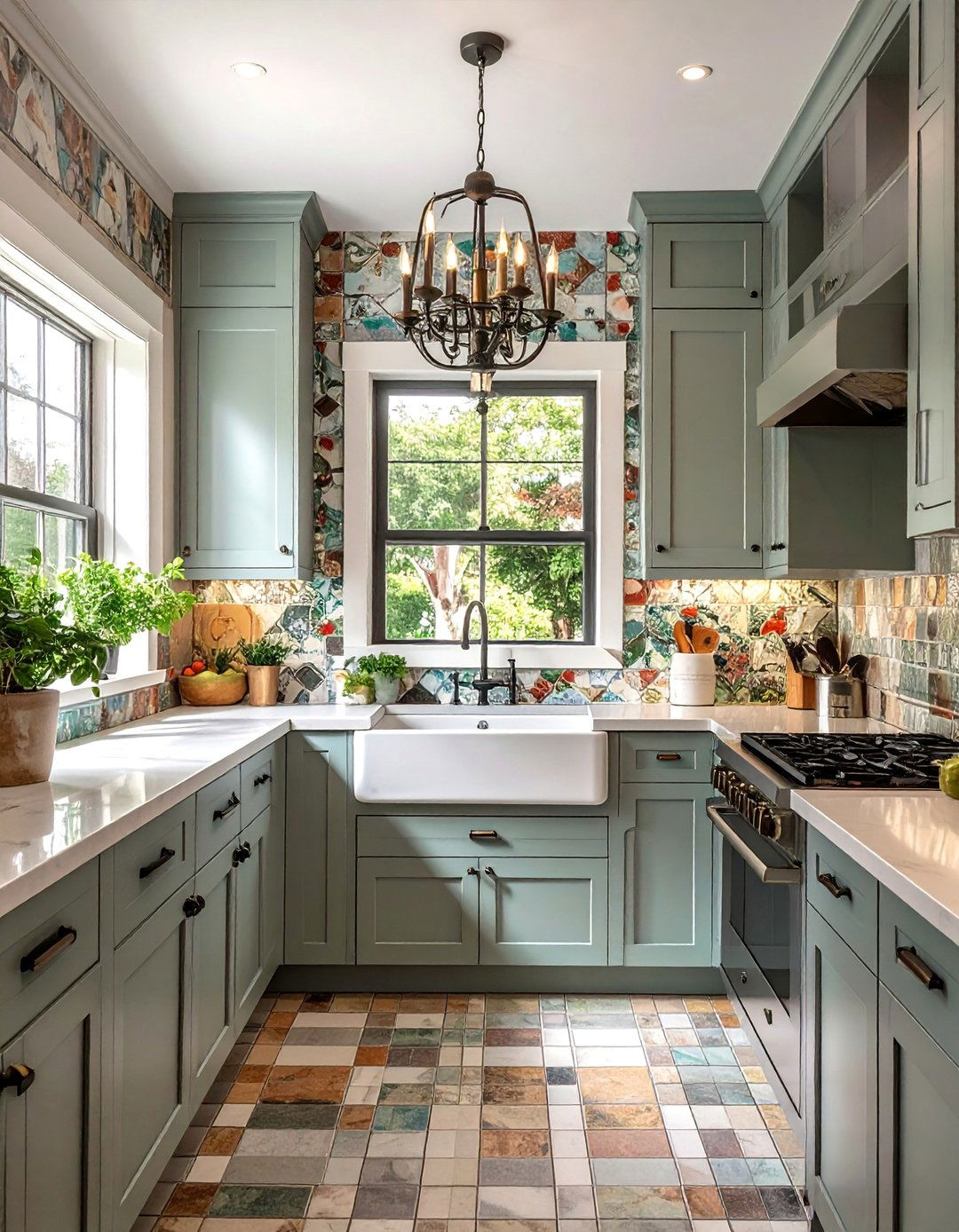 Distressed Mirror Tile Patchwork - 30 Mirrored Backsplash Kitchen Ideas for a Sleek Look