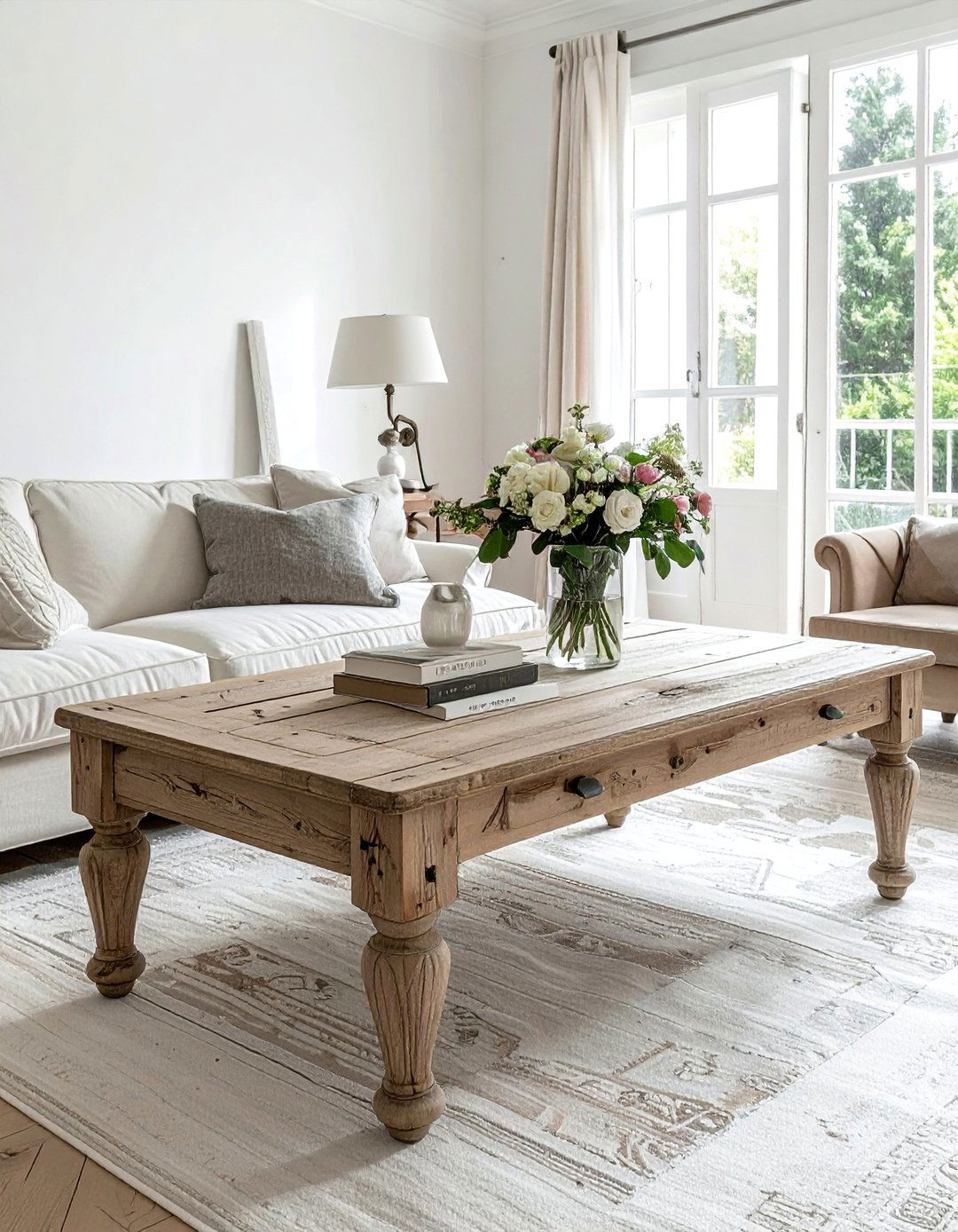 Distressed Wood Coffee Table - 40 French Country Living Room Ideas for a Cozy Space