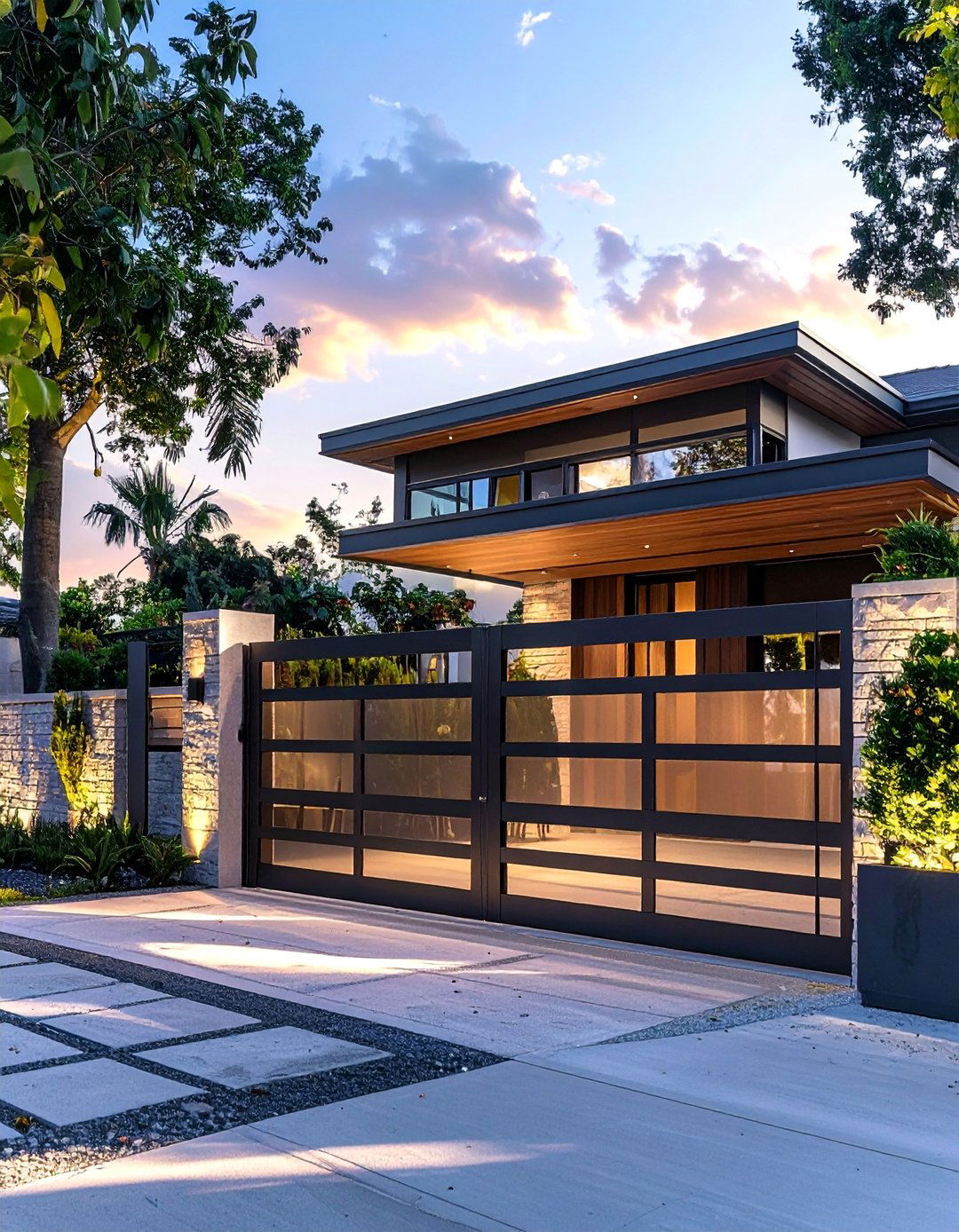 Double Height Security Gates - 30 Sliding Gate Design Ideas for Modern Homes