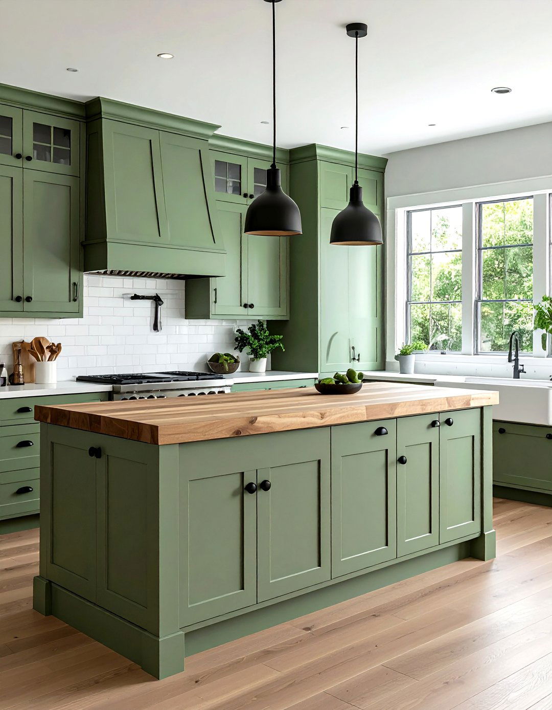 Earthy Sage Green Kitchen Cabinets - 40 Kitchen Cabinet Color Ideas to Refresh Your Space