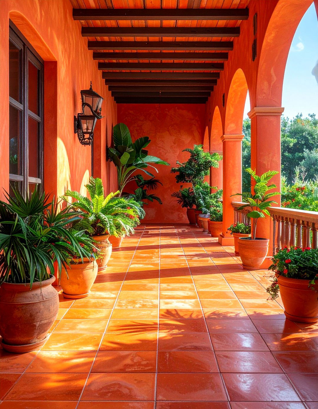 Earthy Terracotta Porch Tiles - 20 Porch Paint Colors Ideas for a Welcoming Outdoor Space