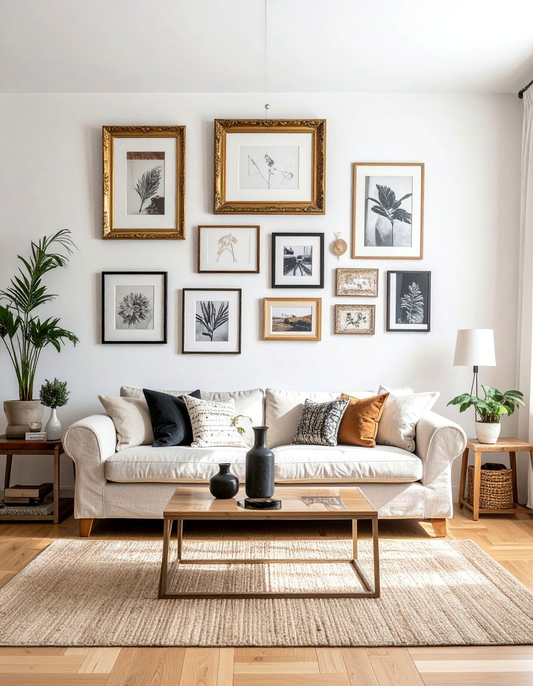Eclectic Living Room Featuring a Curated Gallery Wall - 20 Eclectic Living Room Ideas for a Unique Style