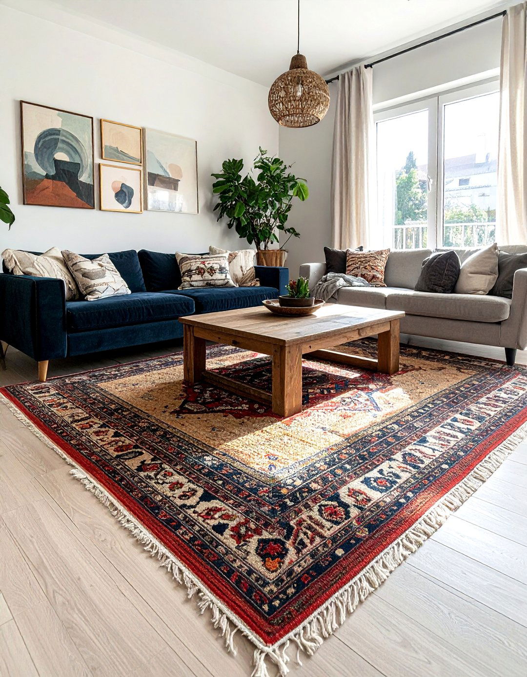 Eclectic Living Room with Layered Rugs - 20 Eclectic Living Room Ideas for a Unique Style