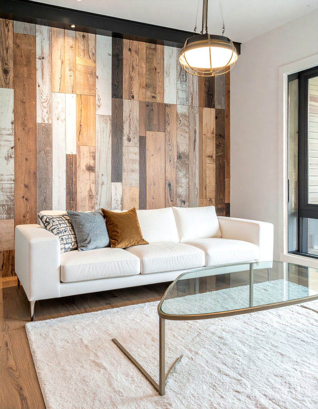 Eclectic Living Room with a Reclaimed Wood Accent Wall - 20 Eclectic Living Room Ideas for a Unique Style