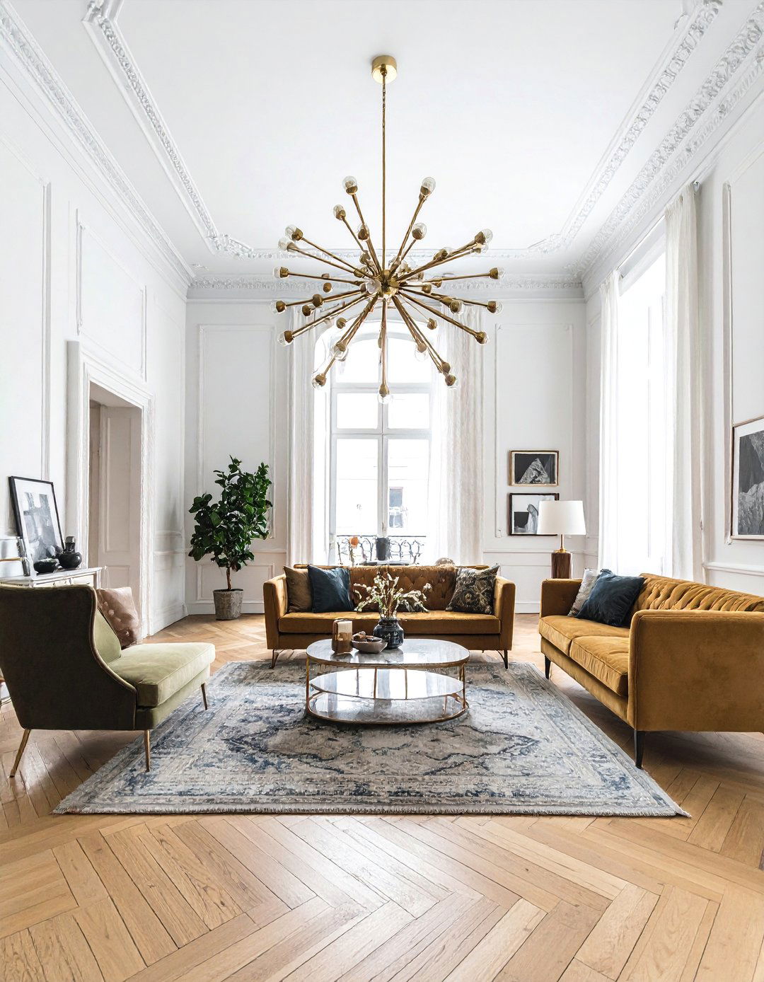 Eclectic Living Room with a Sculptural Light Fixture - 20 Eclectic Living Room Ideas for a Unique Style