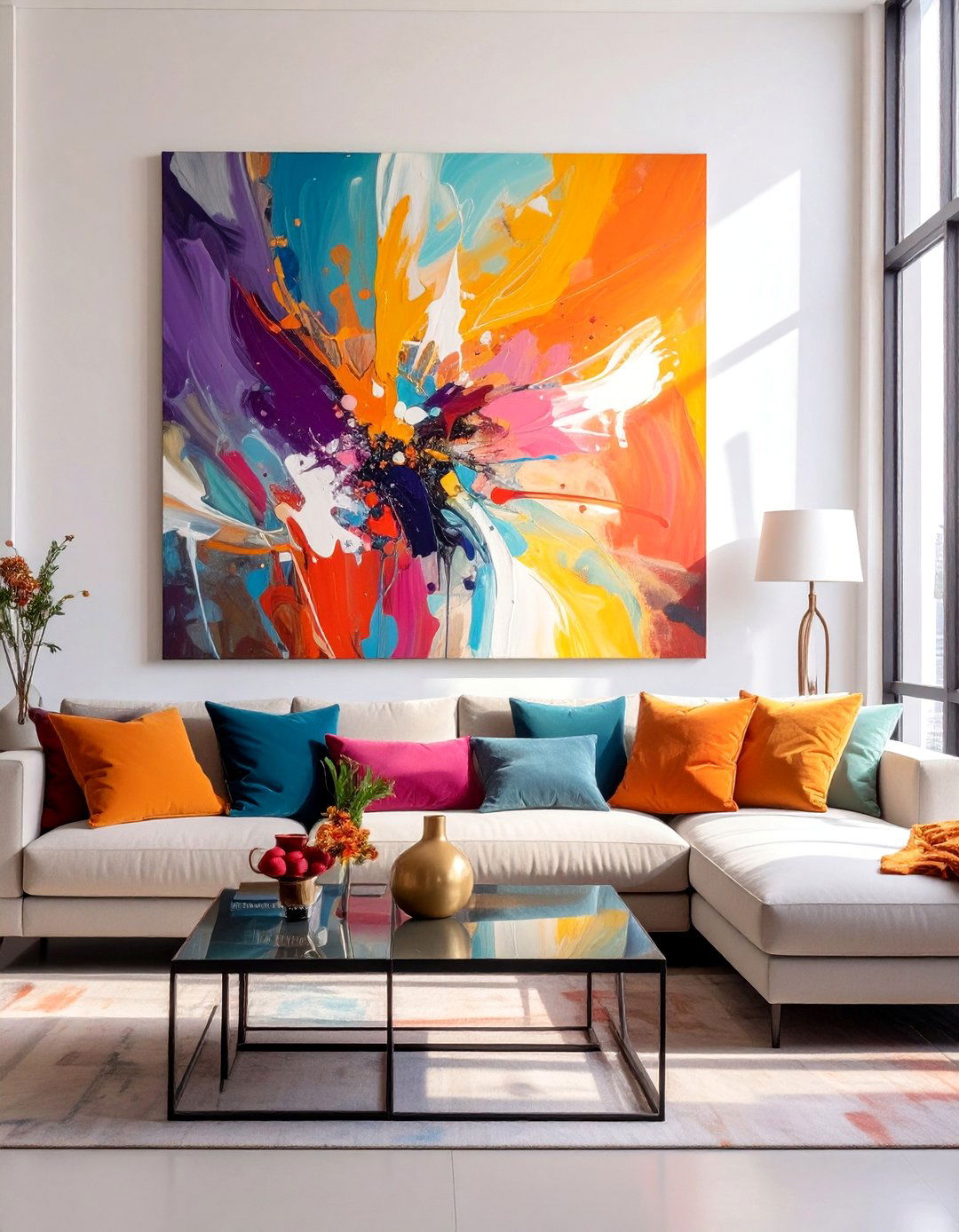 Eclectic Living Room with an Oversized Art Piece - 20 Eclectic Living Room Ideas for a Unique Style