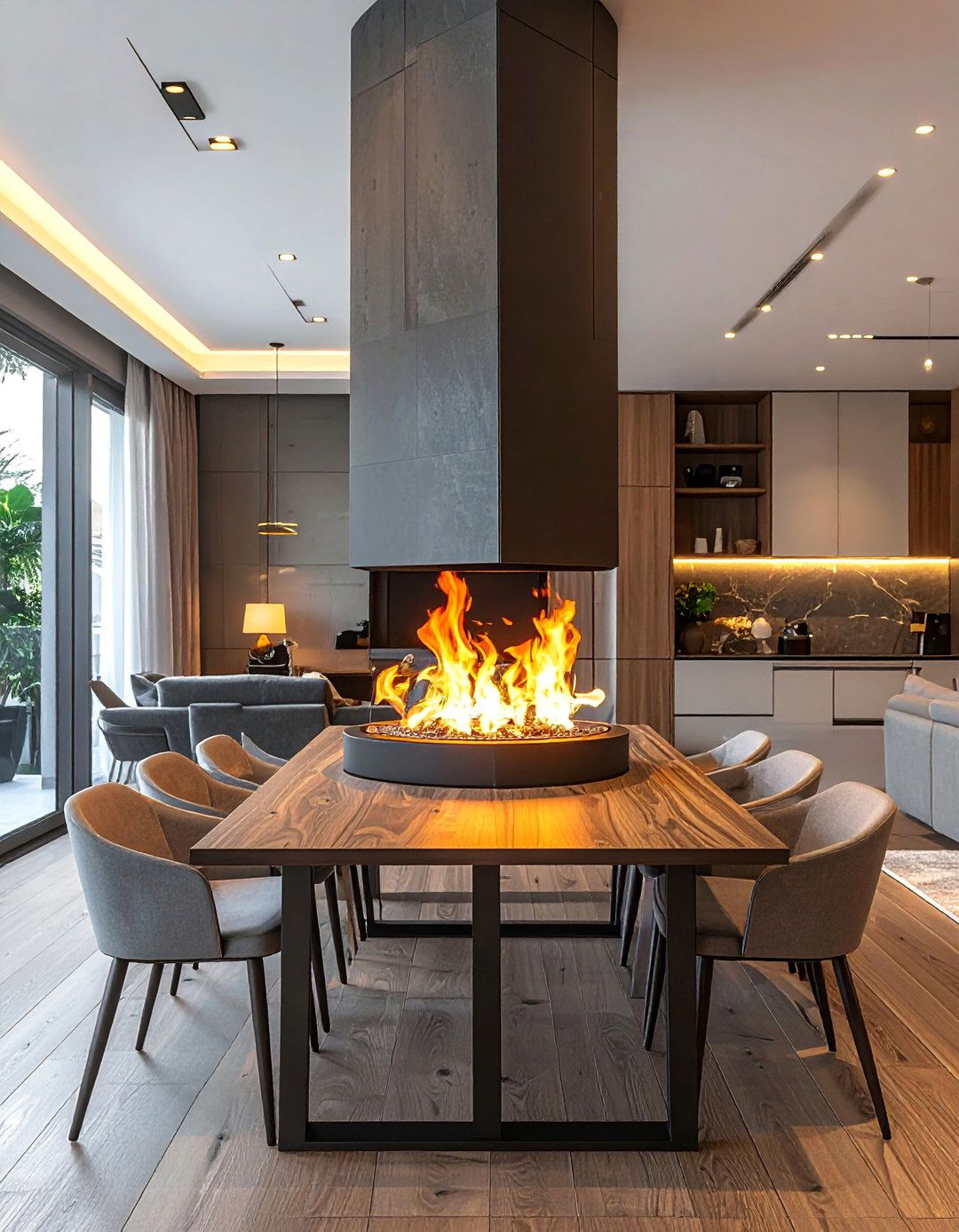 Electric Fireplace Dining Conveniences - 30 Dining Rooms With Fireplaces for Cozy Meals