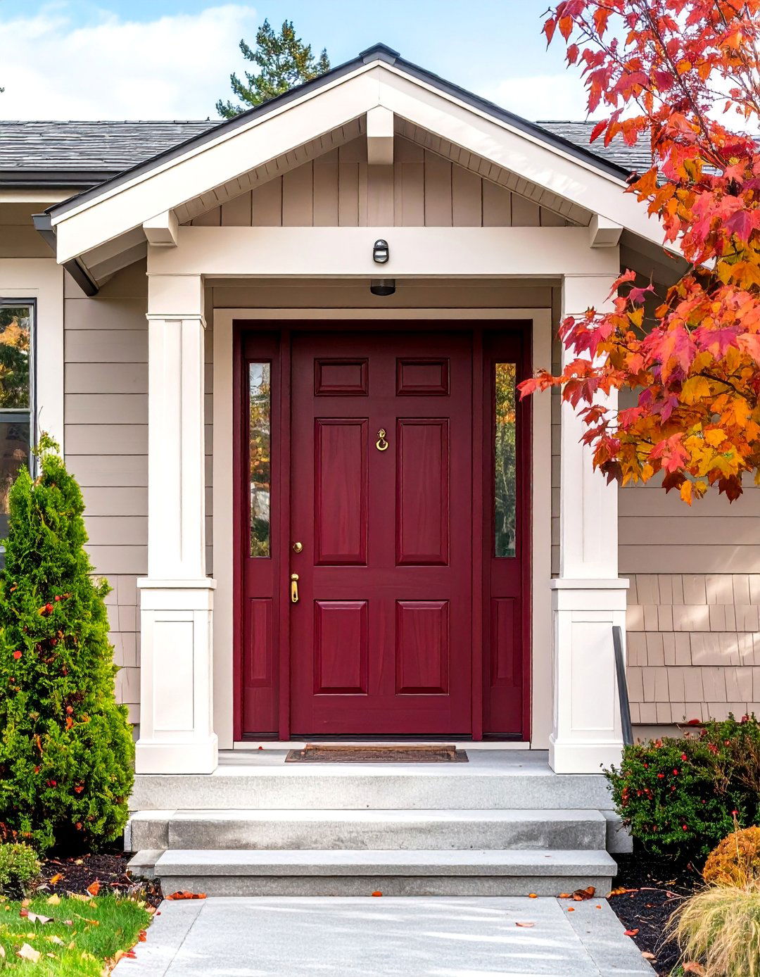 Elegant Burgundy Mid Century Front Door - 20 Mid Century Front Door Colors for Curb Appeal