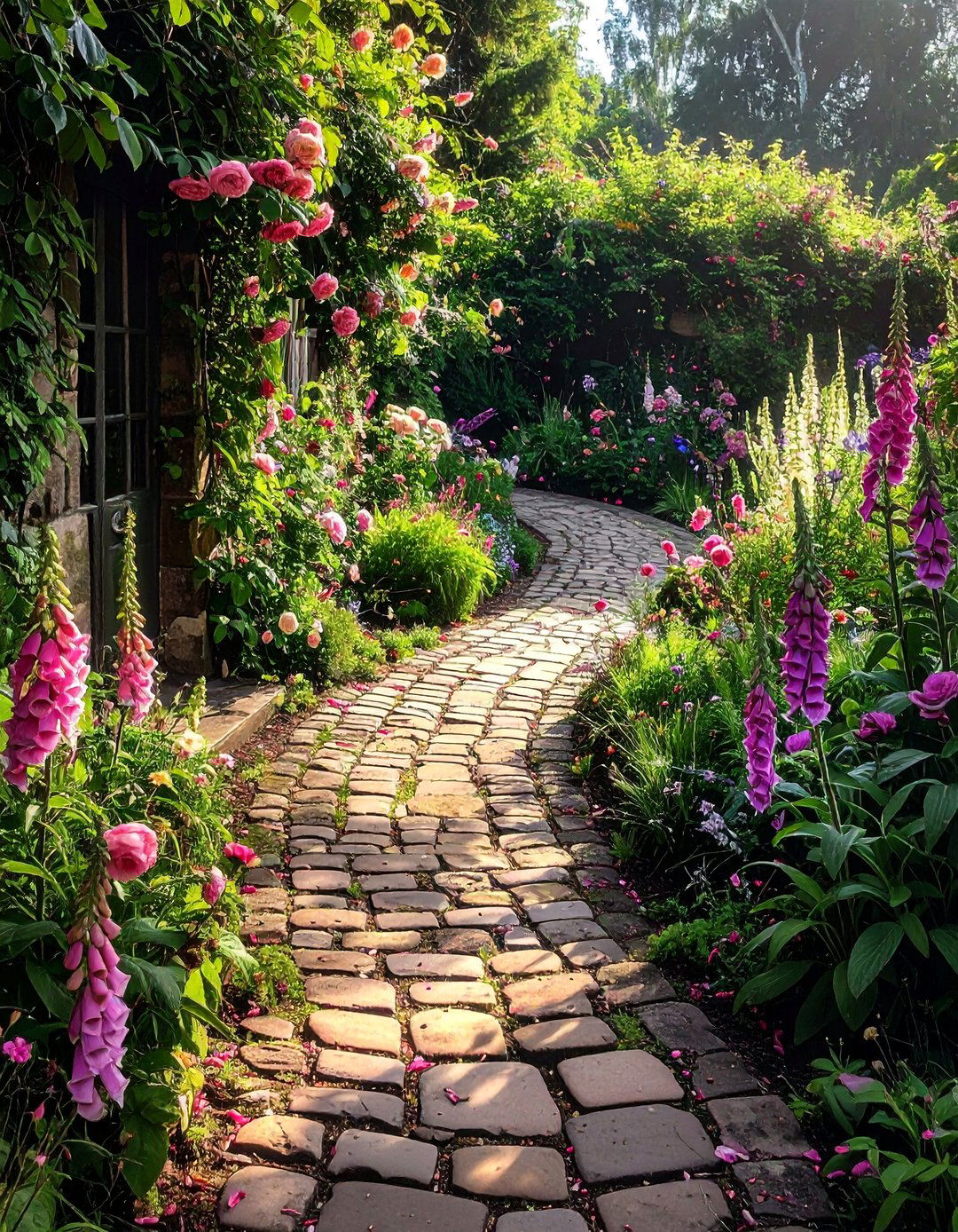 English Cottage Garden Path Mural - 30 Garden Mural Ideas to Brighten Your Outdoor Space