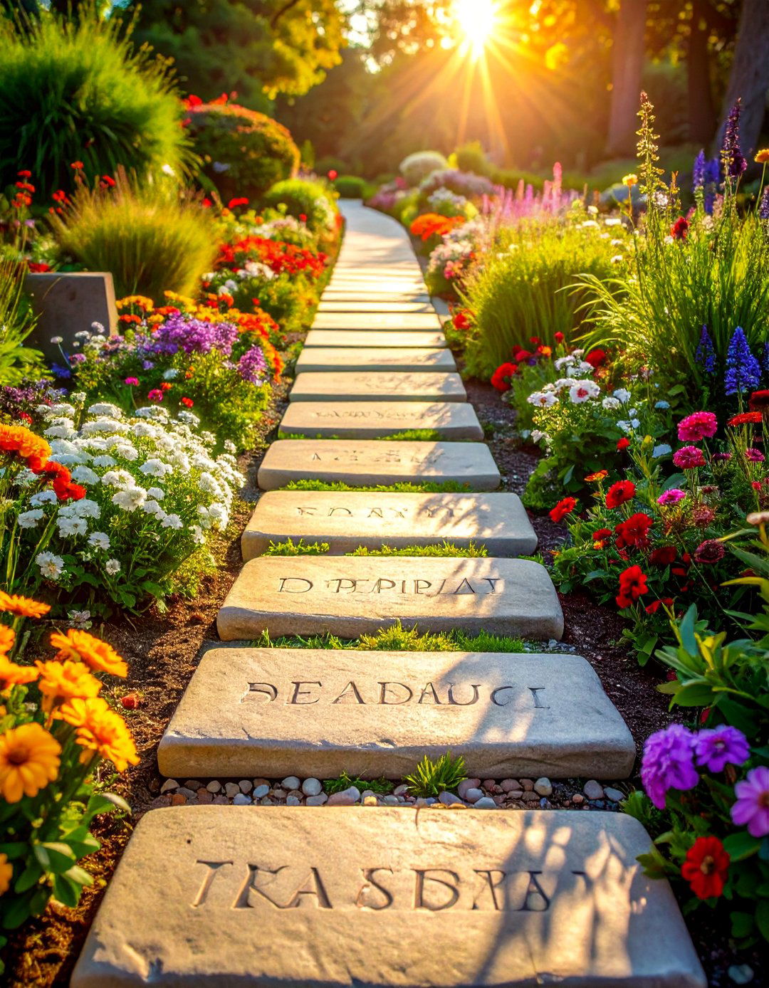 Engraved Memorial Stepping Stone Walkway - 30 Unique Stepping Stone Walkway Ideas for Your Yard