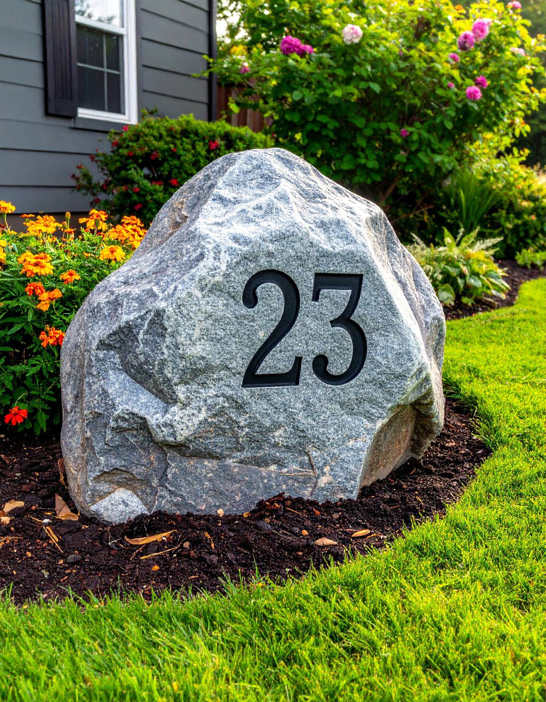 Engraved Stone House Numbers - 40 House Number Ideas for Curb Appeal