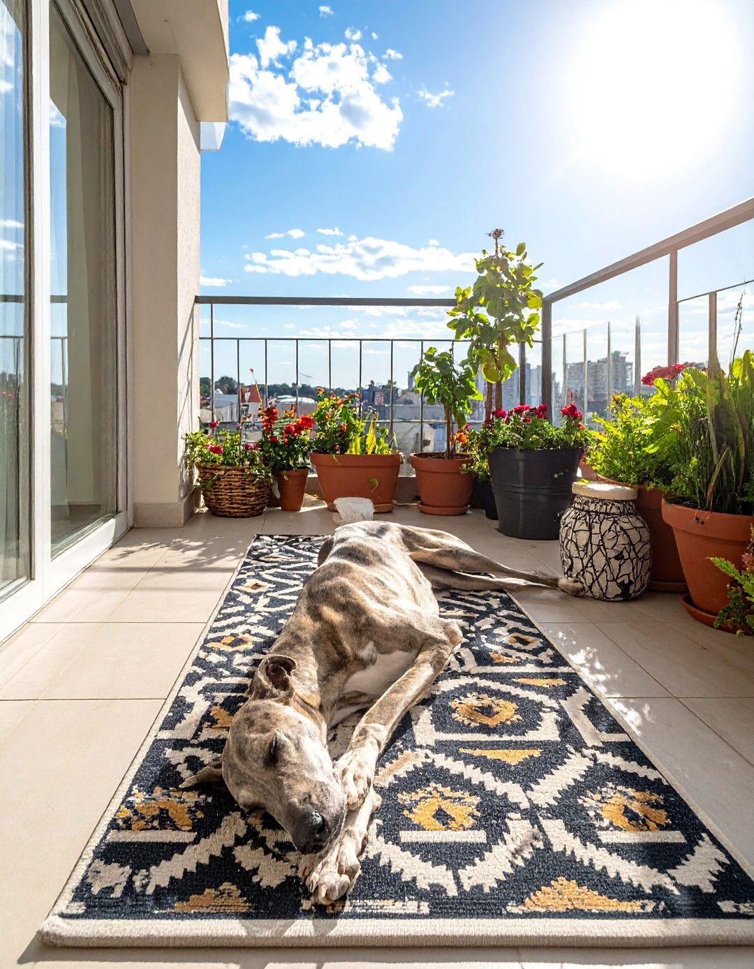 Ensure Safe and Soft Outdoor Rugs - 20 Dog Balcony Ideas for a Pet-Friendly Outdoor Space
