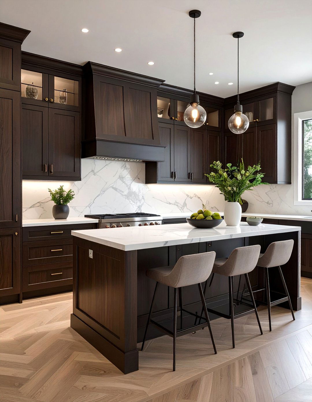 Espresso Stained Shaker Kitchen Cabinets - 30 Dark Wood Kitchen Cabinets for a Timeless Look