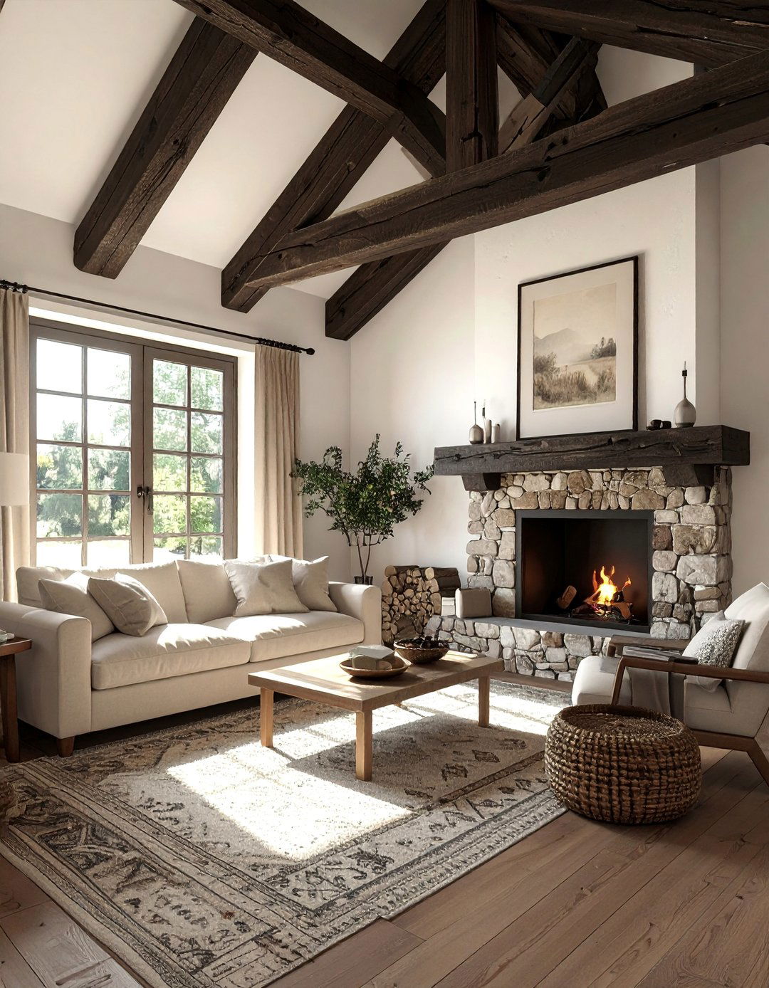 Exposed Beam Cottage Living Room - 30 Cottage Living Room Ideas for a Cozy Retreat