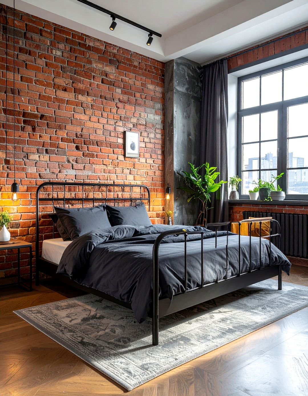 Exposed Brick Industrial Bedroom Accent Wall - 20 Industrial Bedroom Ideas for a Modern and Edgy Look