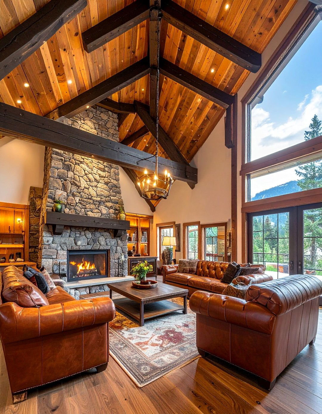 Exposed Wood Beams on a Living Room Vaulted Ceiling - 25 Living Room Vaulted Ceiling Ideas for Spacious Charm