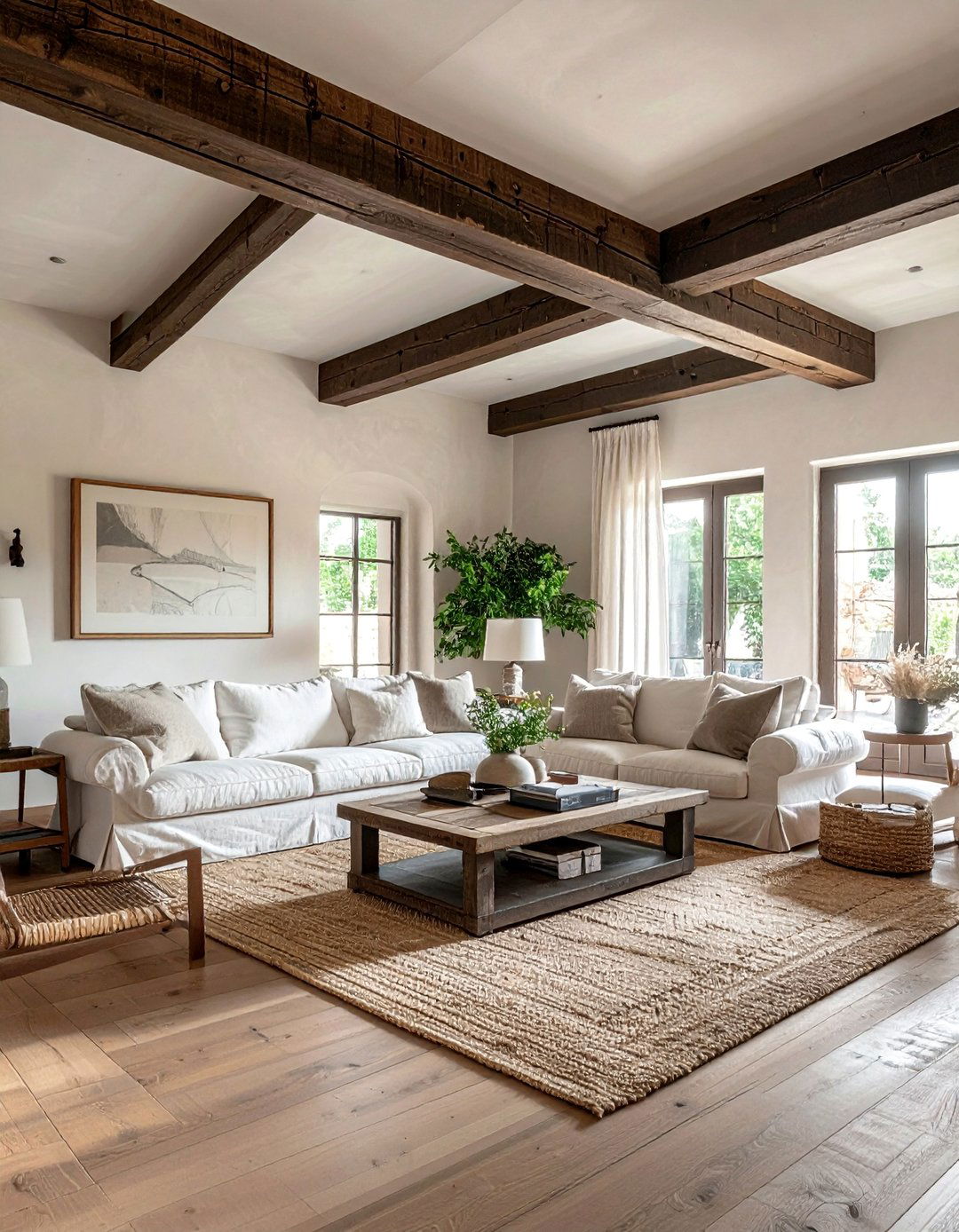 Exposed Wooden Ceiling Beams - 40 French Country Living Room Ideas for a Cozy Space