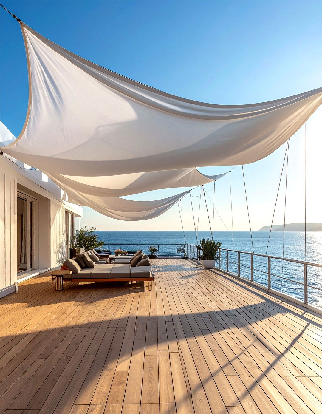 Fabric Canopy Waves - 30 Partially Covered Deck Ideas for Year-Round Enjoyment