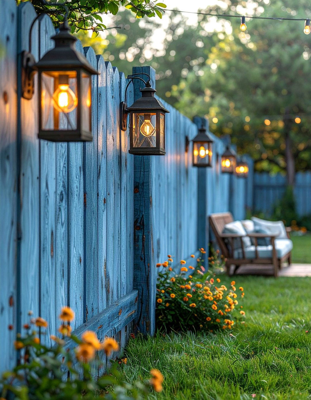 Faded Denim Blue Fence Painting - 20 Fence Painting Ideas to Transform Your Outdoor Space
