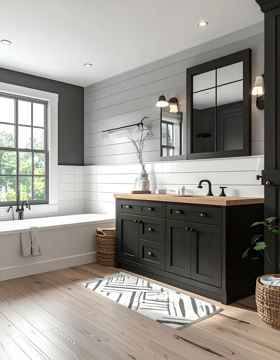 Farmhouse Bathroom With Black Cabinets - 25 Bathroom With Black Cabinets Ideas for a Bold Look