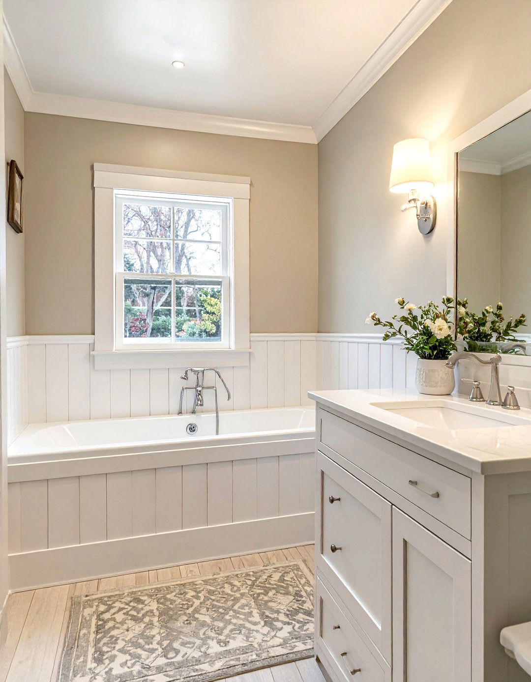 Farmhouse Bathroom with Board and Batten Walls - 40 Farmhouse Bathroom Ideas for Rustic Charm