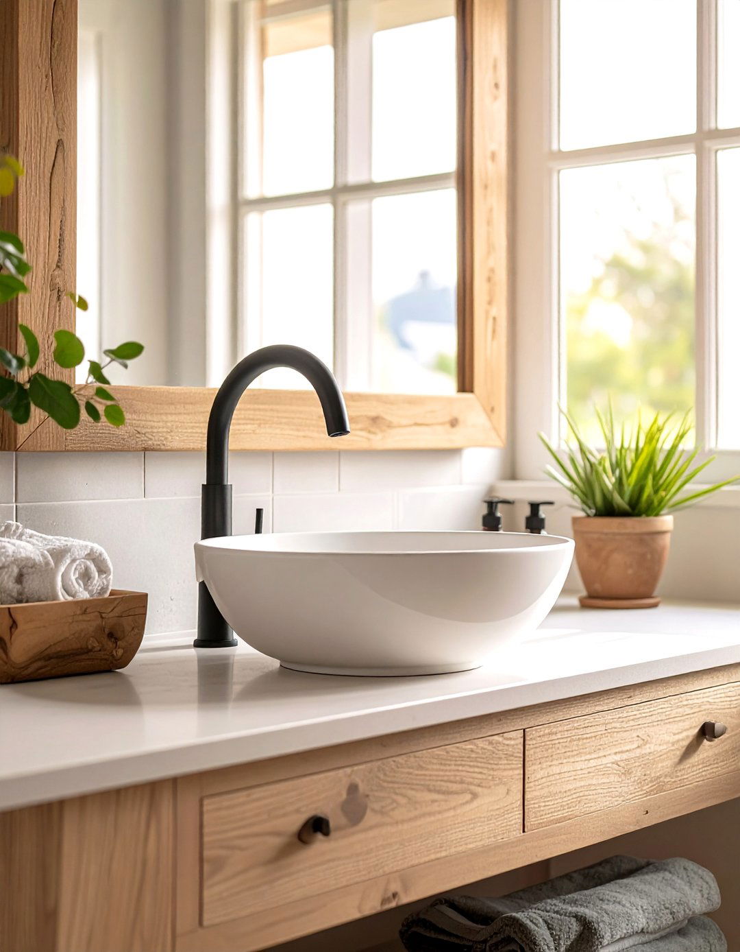 Farmhouse Bathroom with a Vessel Sink - 40 Farmhouse Bathroom Ideas for Rustic Charm