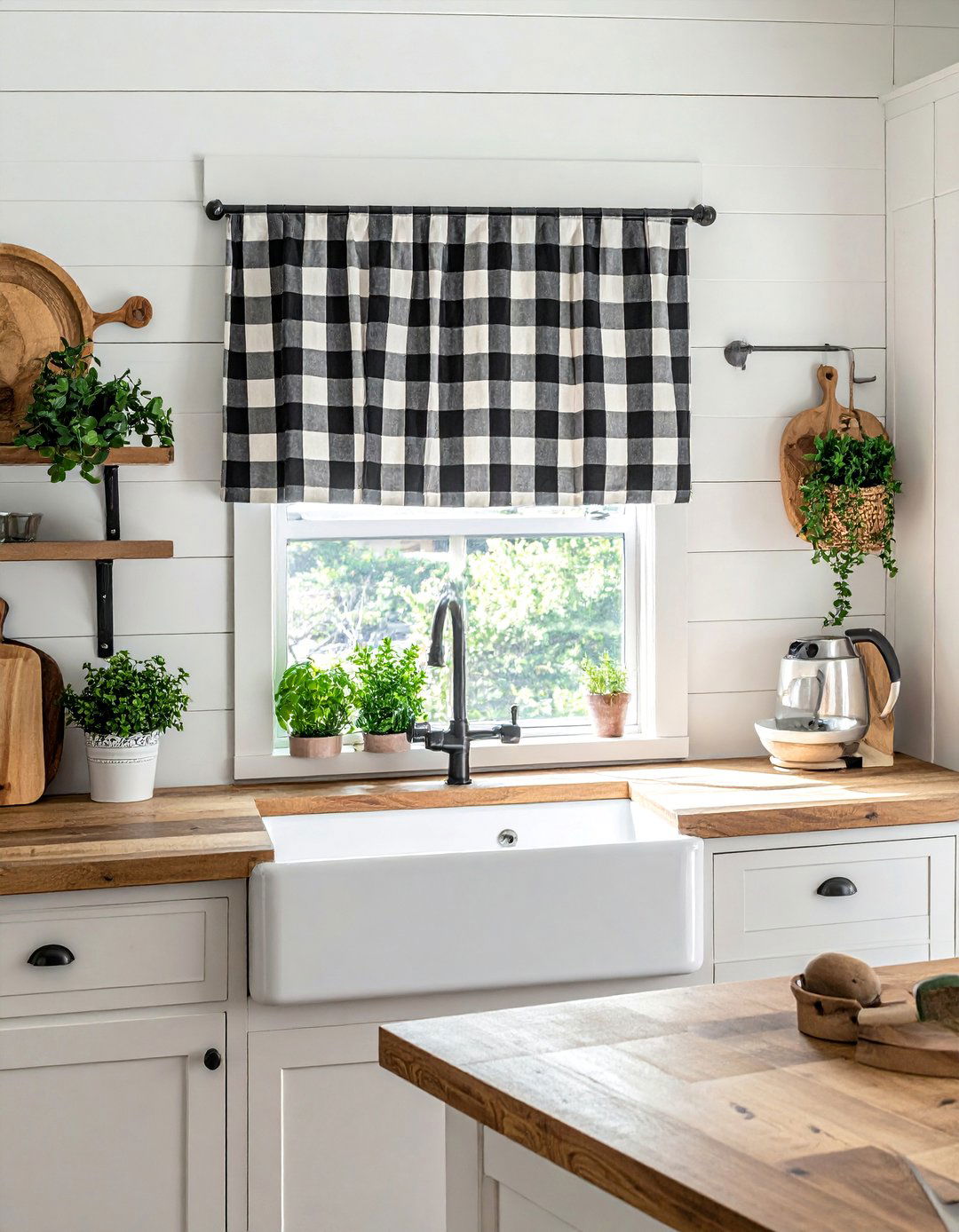 Farmhouse Buffalo Check Kitchen Valance - 20 Kitchen Valance Ideas for a Stylish and Functional Space